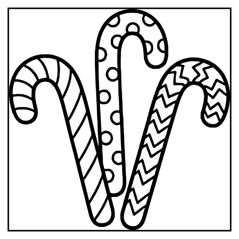 Three candy canes with different patterns, black and white, on a white background