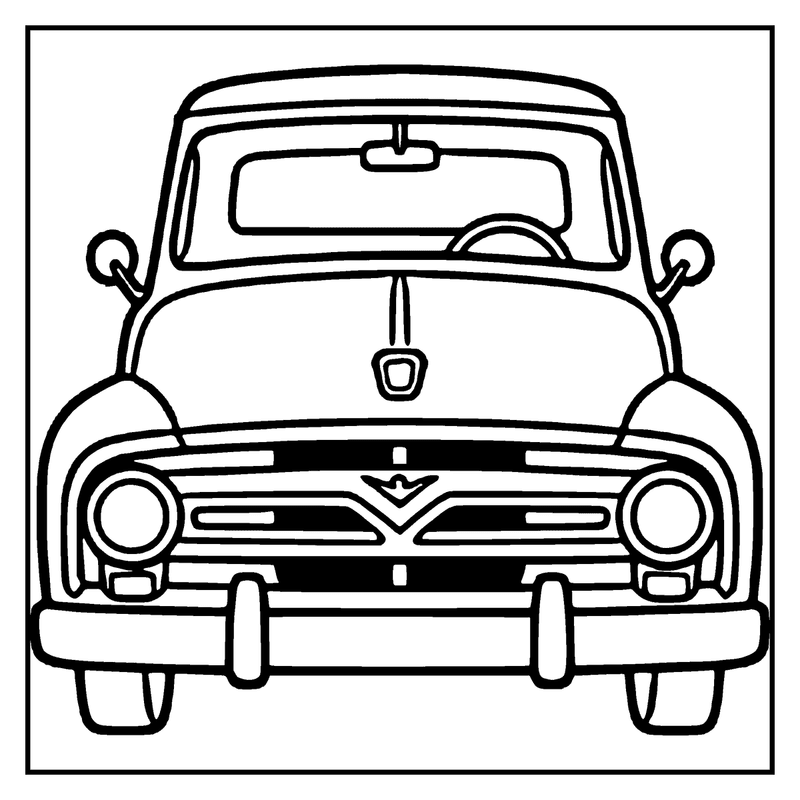 An old-fashioned car with a classic design, sitting on a white background, a car coloring page