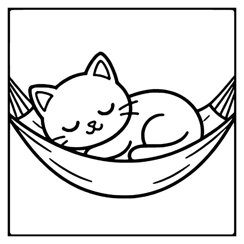 A cute cat is sleeping peacefully in a hammock, enjoying a cozy nap