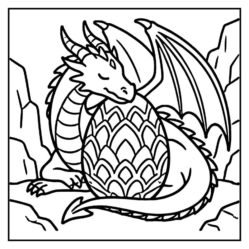 A dragon is hatching from an egg, surrounded by cracked shells