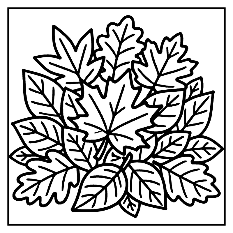 A leafy wreath with a central star-like pattern, a fall coloring page
