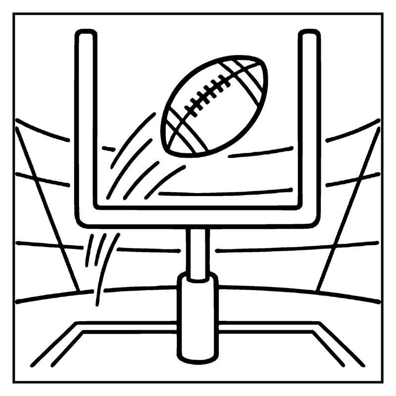 A football is flying through the air, aiming to score a touchdown, a football coloring page
