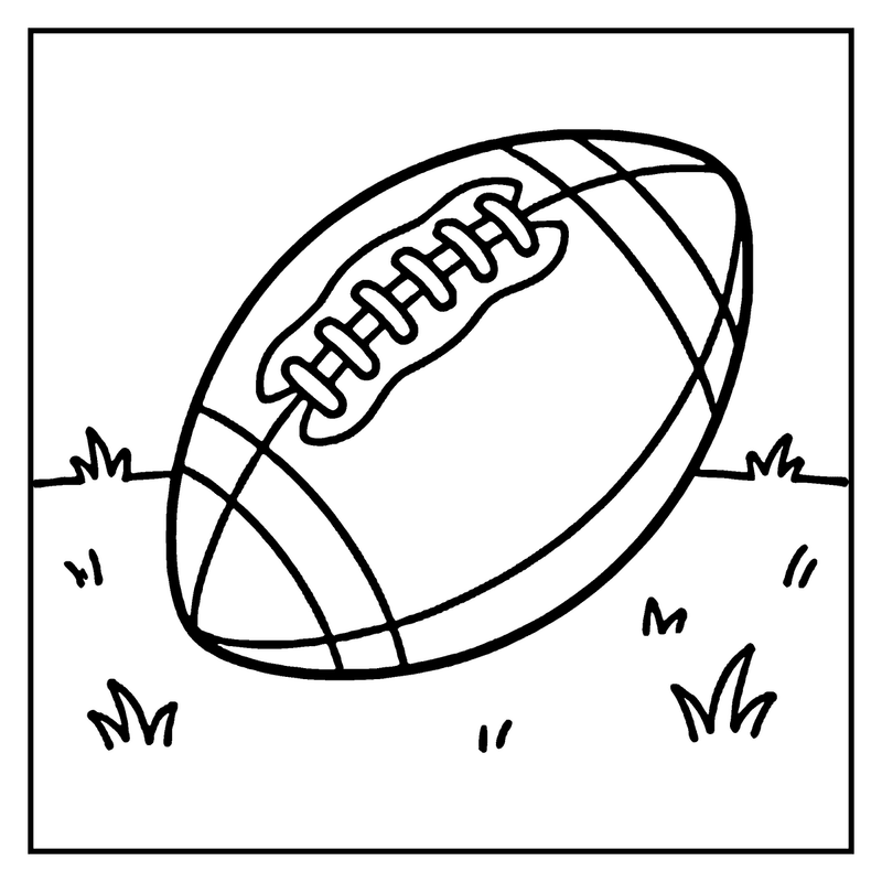 A football lying on grass, a football coloring page