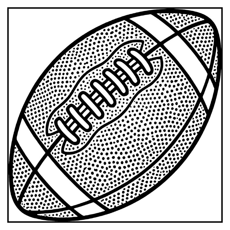 A football, with a textured pattern and a white stripe on one side, a football coloring page