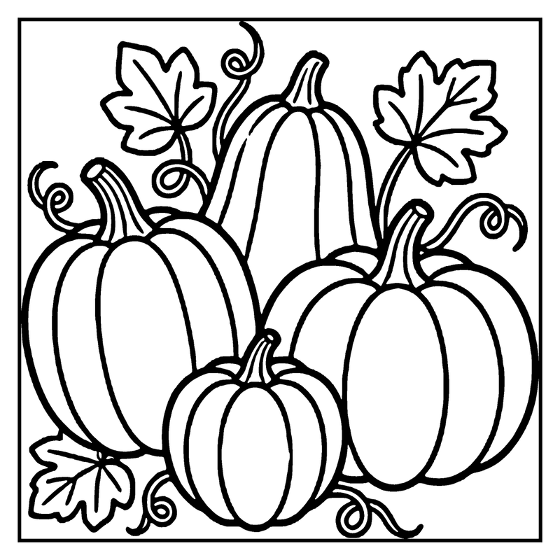 Pumpkins with leaves, perfect for coloring