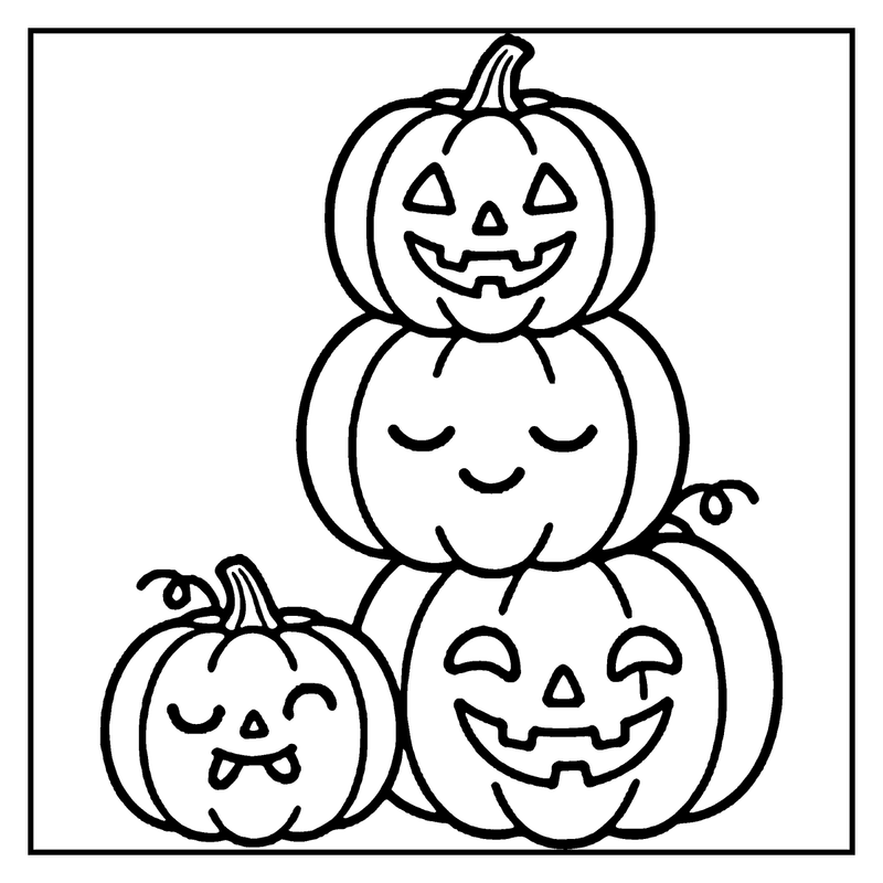 A smiling pumpkin with a face, sitting next to two other pumpkins, all with happy expressions